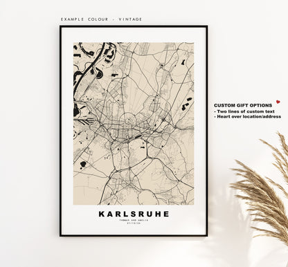 Karlsruhe Map Print - City Map Poster - Map Wall Art - Germany City Maps - Karlsruhe Print - Karlsruhe Poster - Minimalist City Map