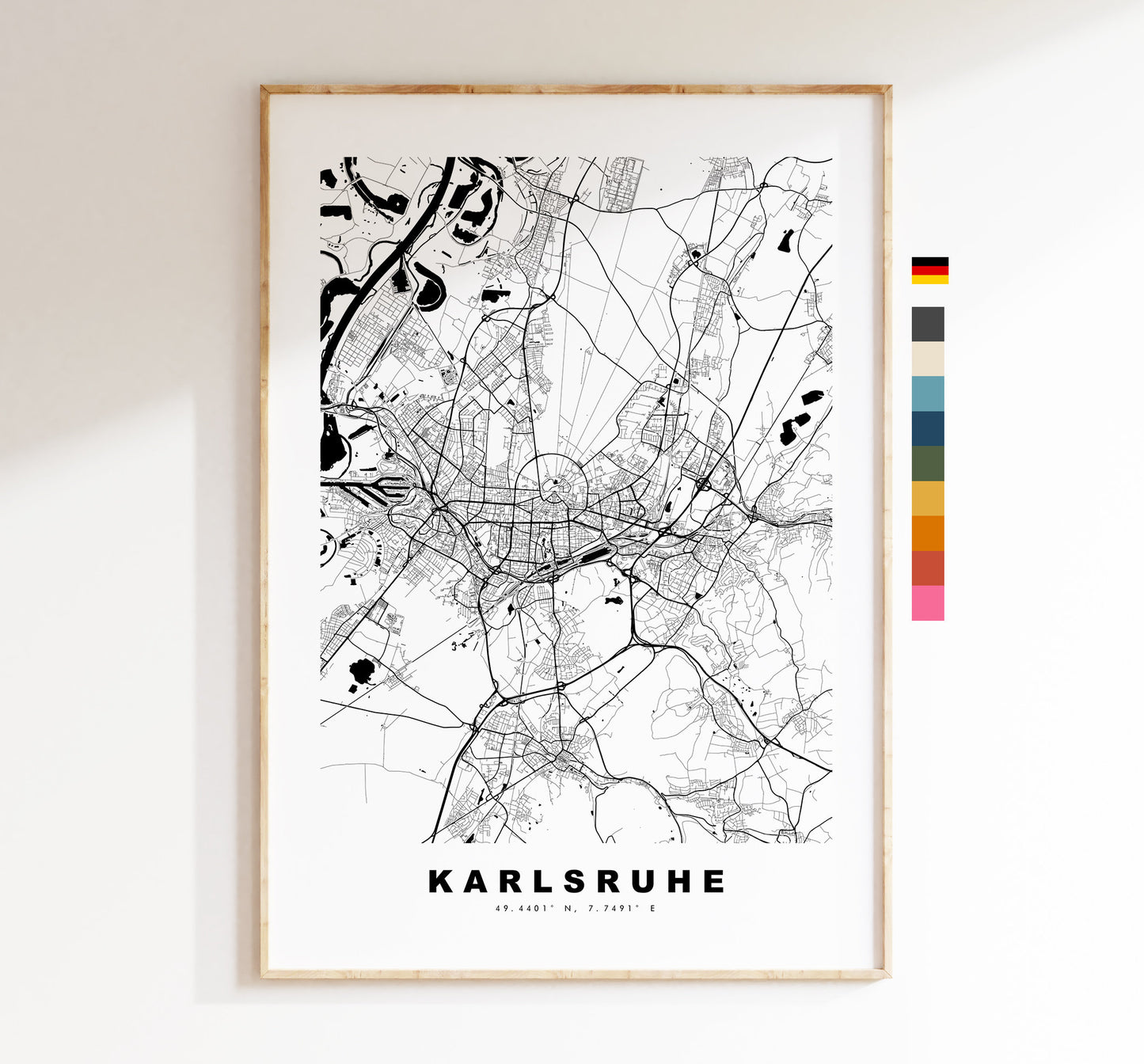 Karlsruhe Map Print - City Map Poster - Map Wall Art - Germany City Maps - Karlsruhe Print - Karlsruhe Poster - Minimalist City Map