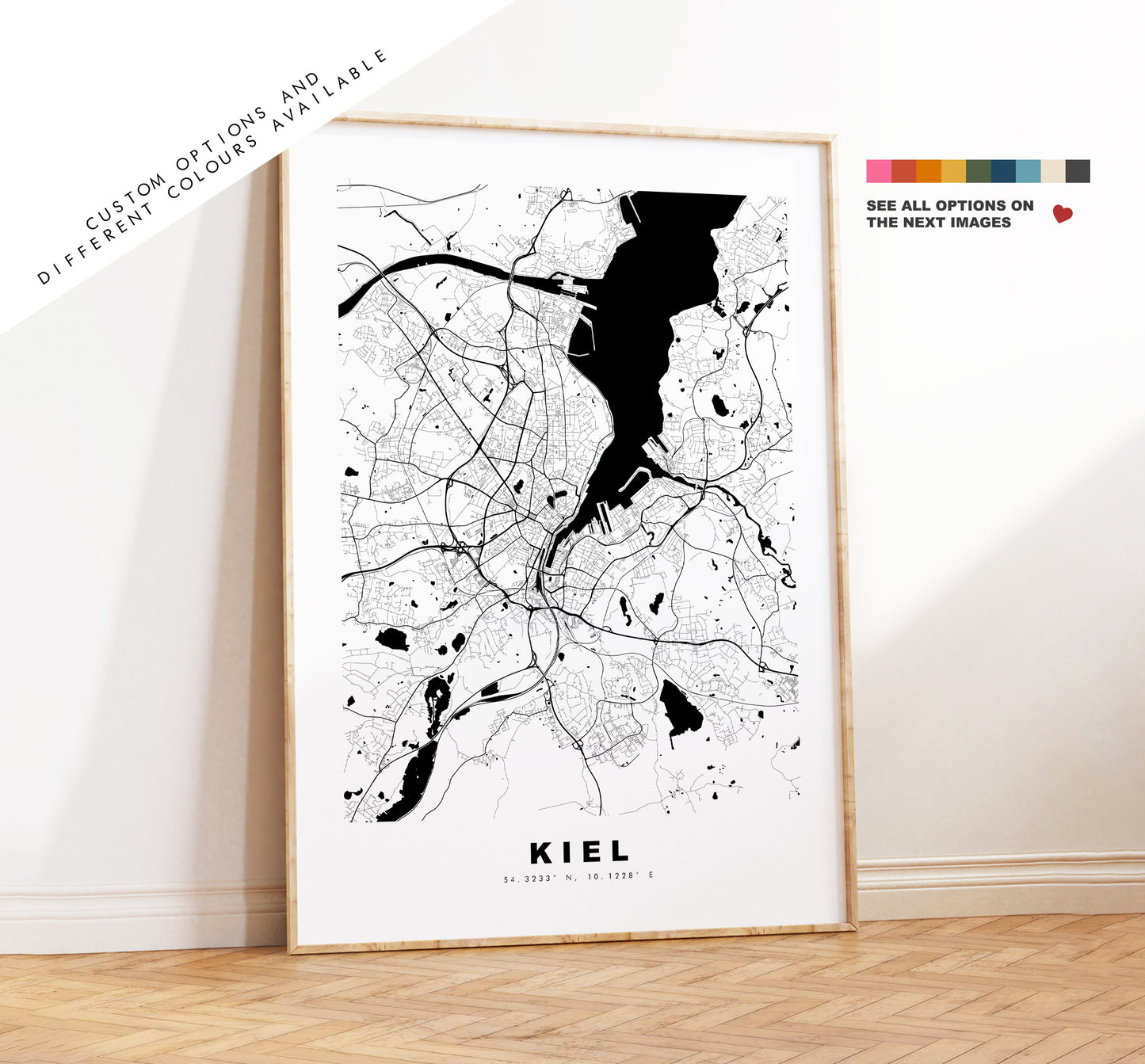 Kiel Map Print - City Map Poster - Map Wall Art - Germany City Maps - Kiel Print - Kiel Poster - Minimalist City Map - Germany