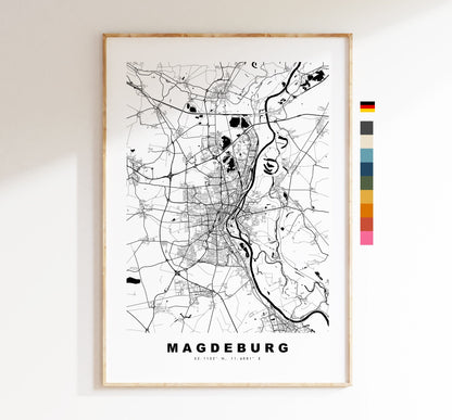 Magdeburg Map Print - City Map Poster - Map Wall Art - Germany City Maps - Magdeburg Print - Magdeburg Poster - Minimalist City Map