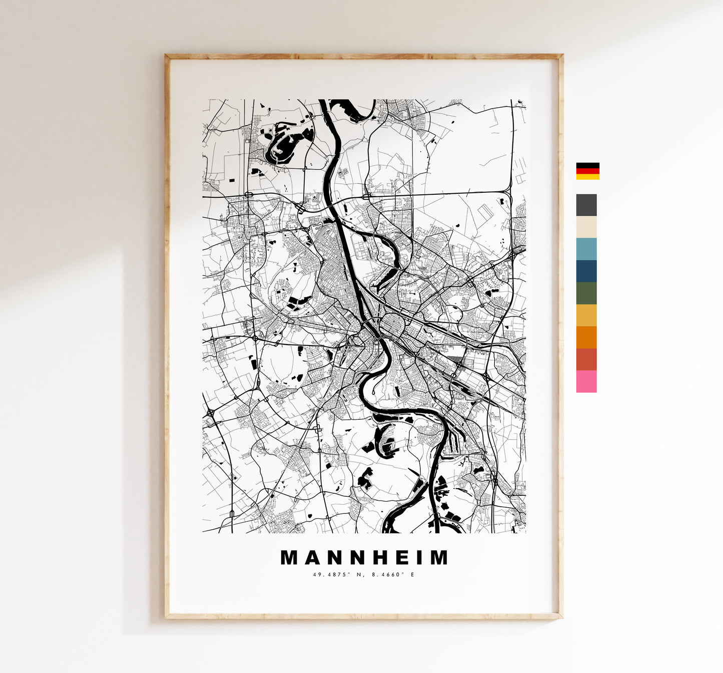 Mannheim Map Print - City Map Poster - Map Wall Art - Germany City Maps - Mannheim Print - Mannheim Poster - Minimalist City Map - Germany