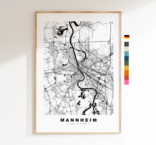 Mannheim Map Print - City Map Poster - Map Wall Art - Germany City Maps - Mannheim Print - Mannheim Poster - Minimalist City Map - Germany