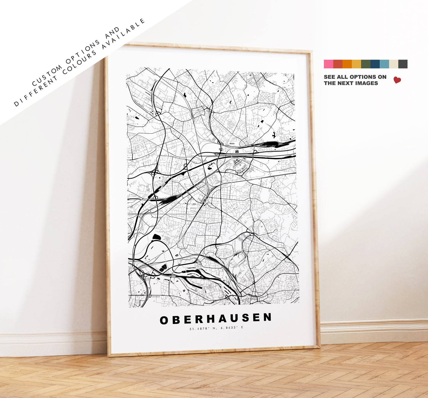 Oberhausen Map Print - City Map Poster - Map Wall Art - Germany City Maps - Oberhausen Print - Oberhausen Poster - Minimalist City Map