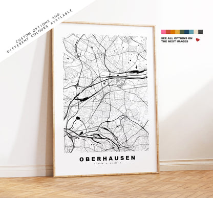 Oberhausen Map Print - City Map Poster - Map Wall Art - Germany City Maps - Oberhausen Print - Oberhausen Poster - Minimalist City Map