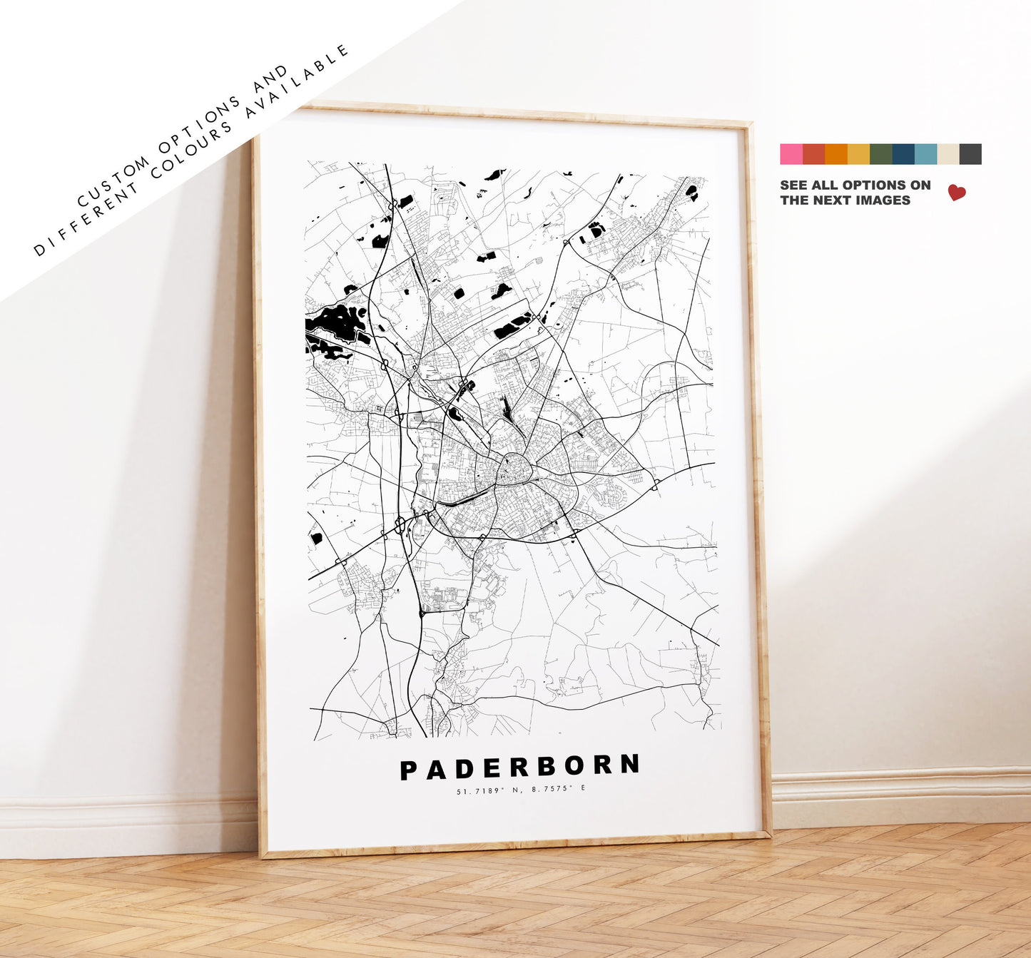 Paderborn Map Print - City Map Poster - Map Wall Art - Germany City Maps - Paderborn Print - Paderborn Poster - Minimalist City Map