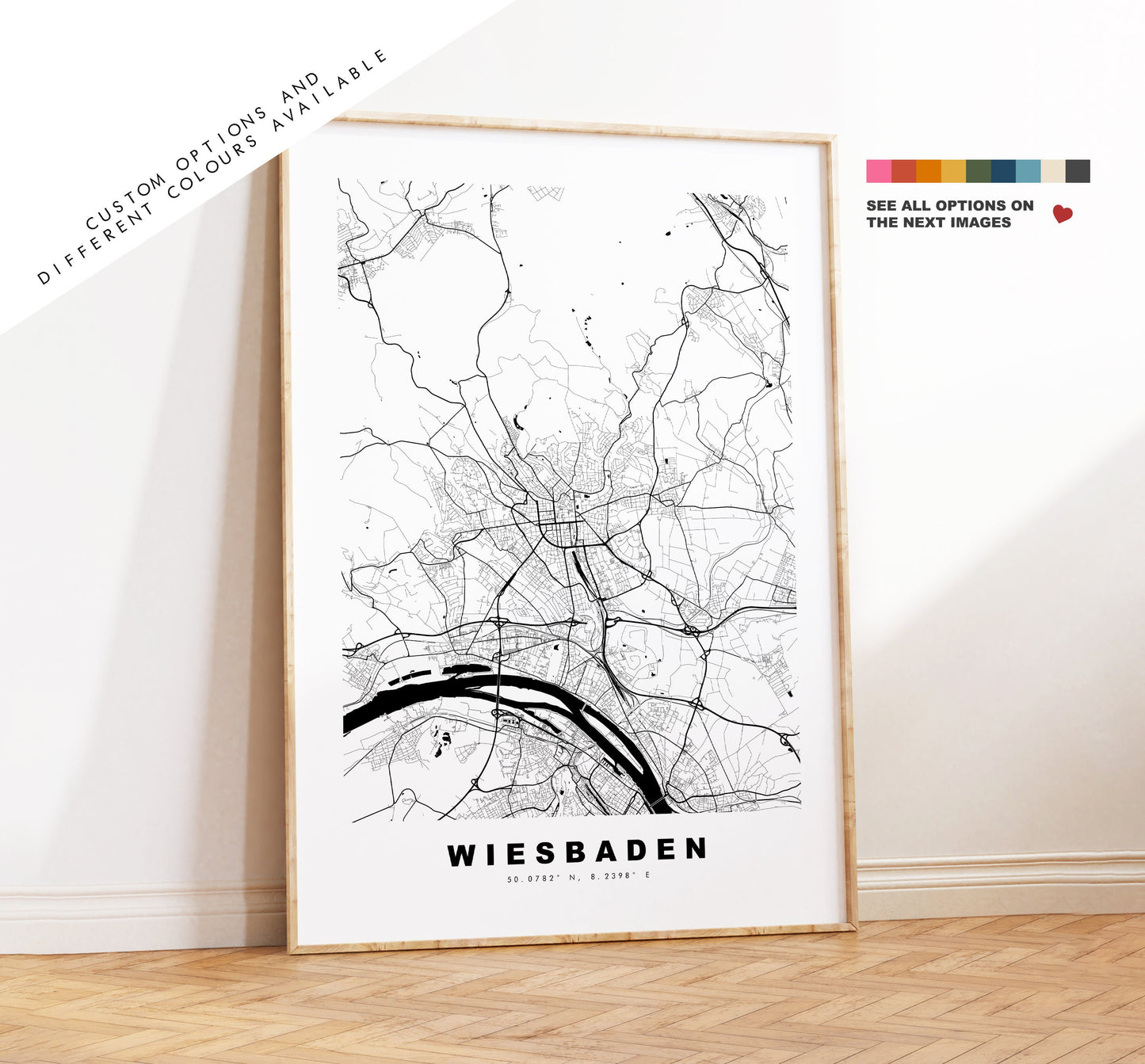 Wiesbaden Map Print - City Map Poster - Map Wall Art - Germany City Maps - Wiesbaden Print - Wiesbaden Poster - Minimalist City Map