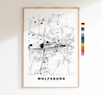 Wolfsburg Map Print - City Map Poster - Map Wall Art - Germany City Maps - Wolfsburg Print - Wolfsburg Poster - Minimalist City Map