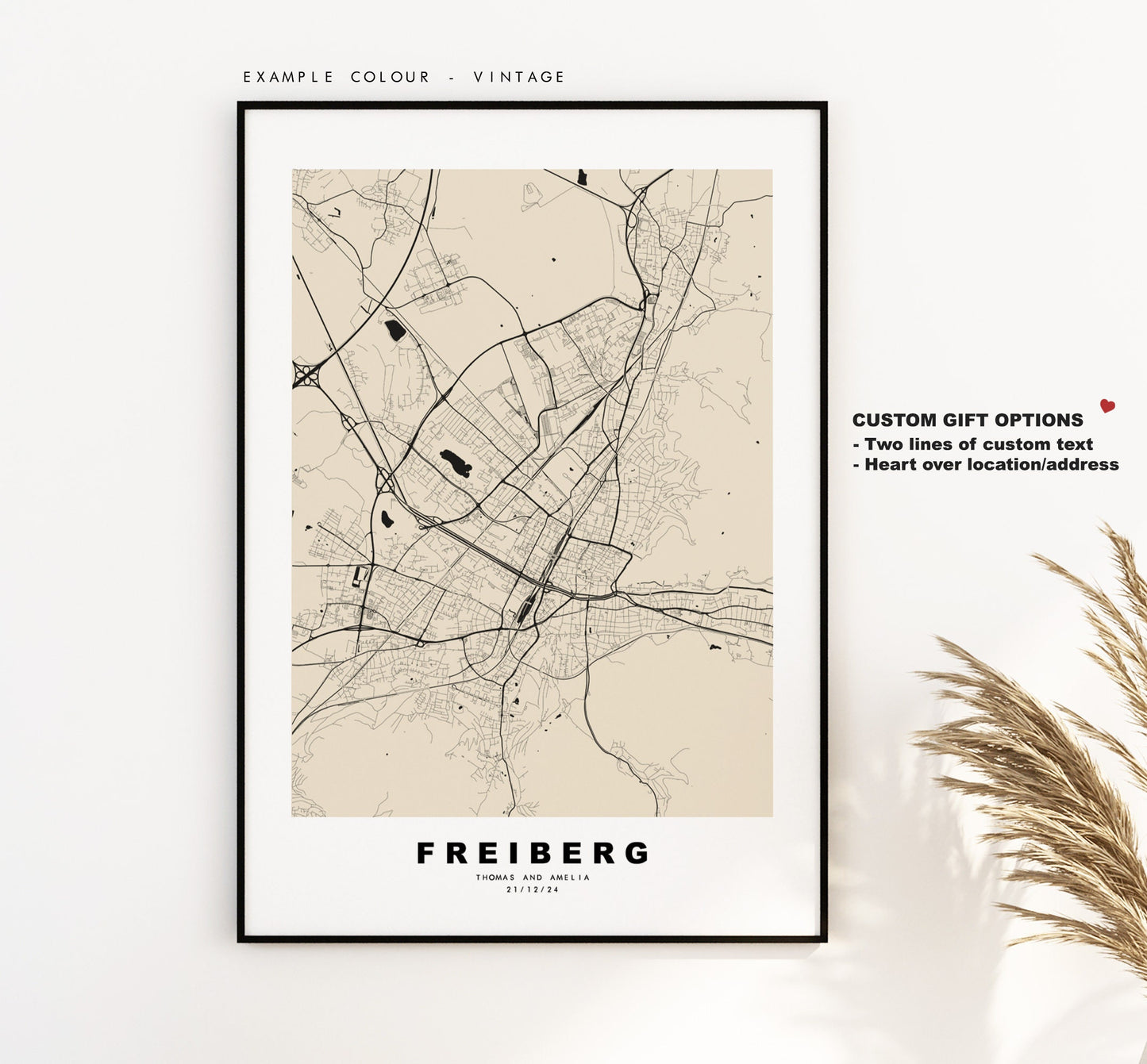 Freiberg Map Print - City Map Poster - Map Wall Art - Germany City Maps - Freiberg Print - Freiberg Poster - Minimalist City Map - Germany