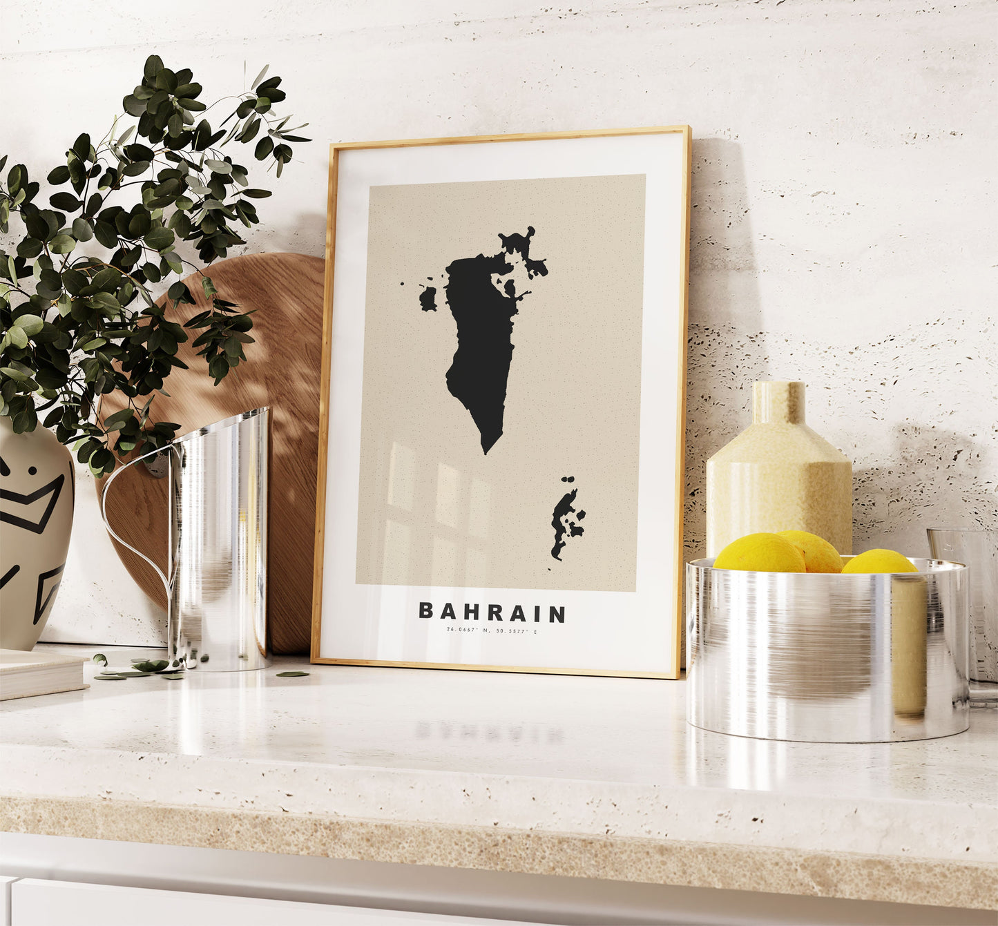 Bahrain Map Print - Personalised Map Gift - Framed or Canvas Options Available - Custom Text Options - Personalised Gift - Asia