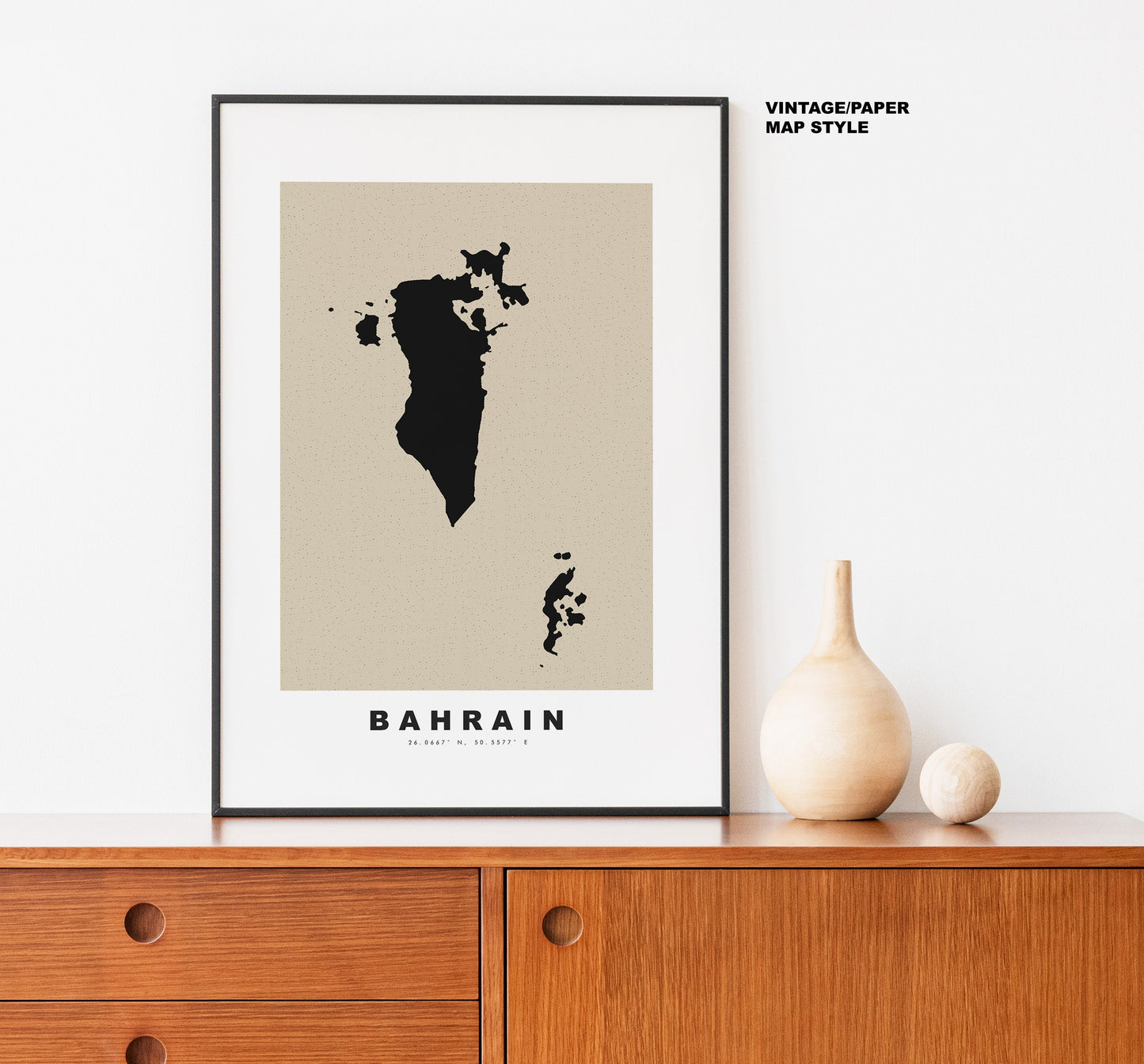 Bahrain Map Print - Personalised Map Gift - Framed or Canvas Options Available - Custom Text Options - Personalised Gift - Asia