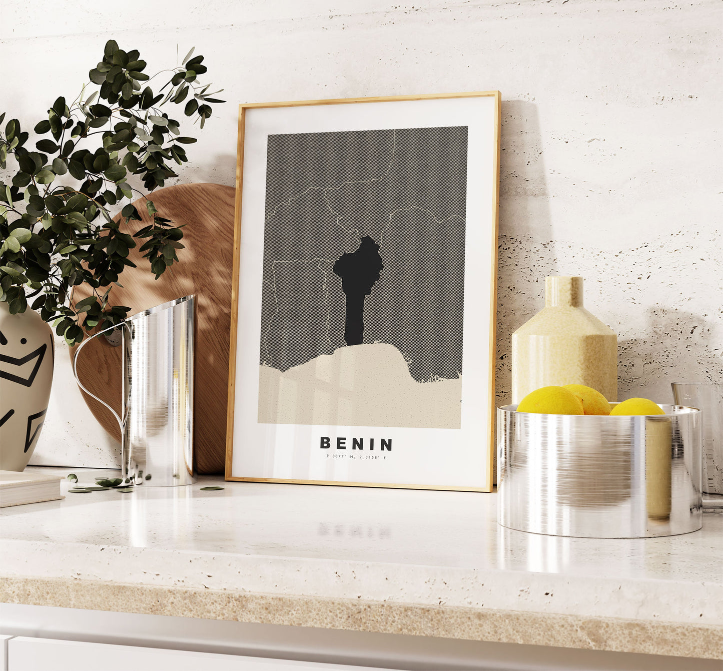 Benin Map Print - Personalised Map Gift - Framed or Canvas Options Available - Custom Text Options - Personalised Gift - Africa