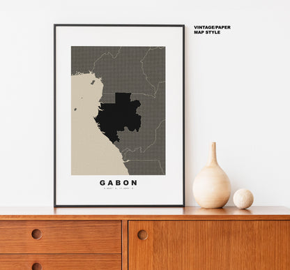 Gabon Map Print - Personalised Map Gift - Framed or Canvas Options Available - Custom Text Options - Personalised Gift - Africa