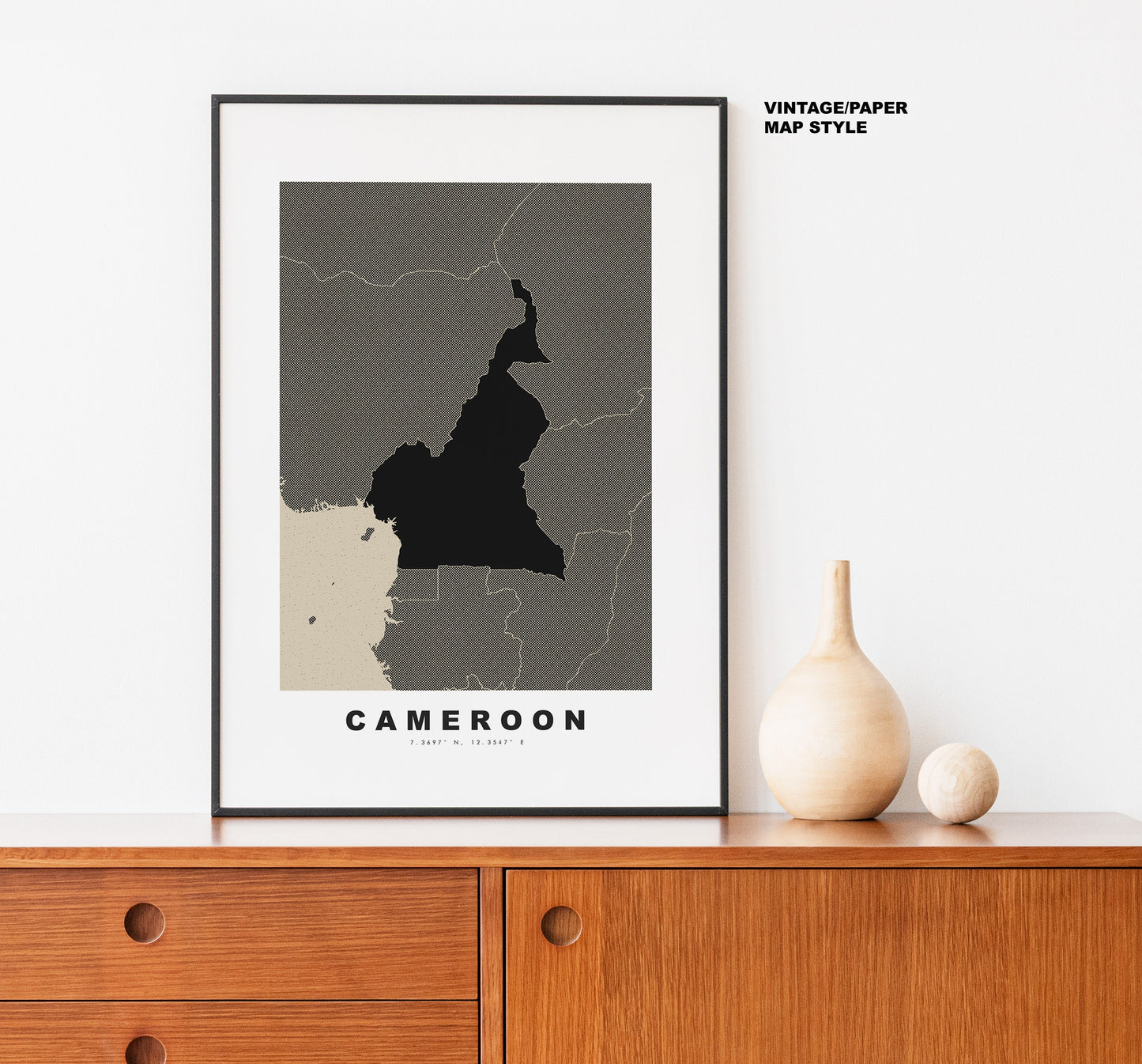 Cameroon Map Print - Personalised Map Gift - Framed or Canvas Options Available - Custom Text Options - Personalised Gift - Africa