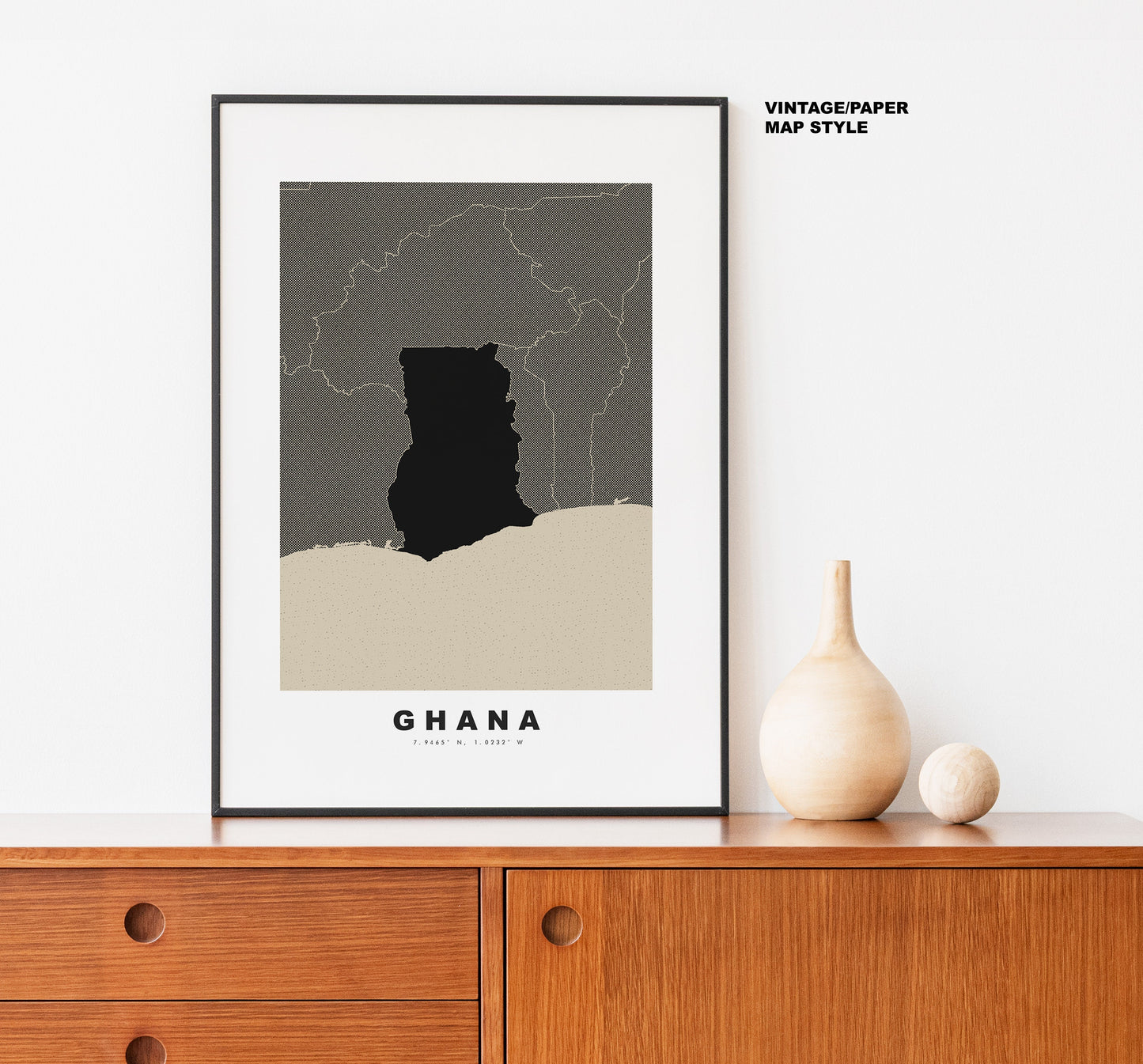 Ghana Map Print - Personalised Map Gift - Framed or Canvas Options Available - Custom Text Options - Personalised Gift - Africa