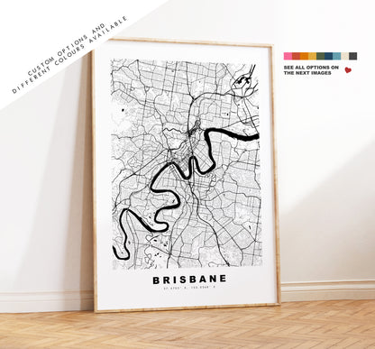 Brisbane Map Print - City Map Poster - Map Wall Art - Australia City Maps - Brisbane Print - Brisbane Poster - Minimalist City Map