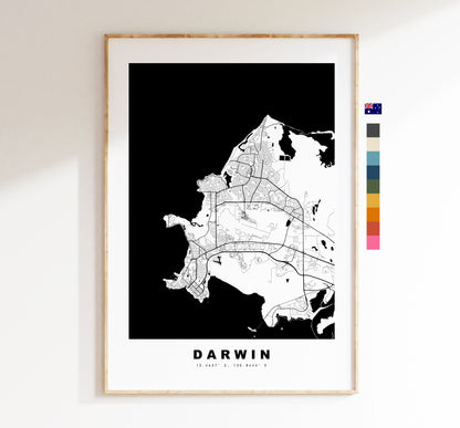 Darwin Map Print - City Map Poster - Map Wall Art - Australia City Maps - Darwin Print - Darwin Poster - Minimalist City Map - Australia