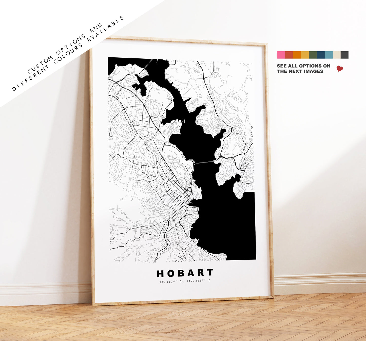 Hobart Map Print - City Map Poster - Map Wall Art - Australia City Maps - Hobart Print - Hobart Poster - Minimalist City Map - Australia