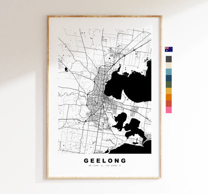 Geelong Map Print - City Map Poster - Map Wall Art - Australia City Maps - Geelong Print - Geelong Poster - Minimalist City Map - Australia