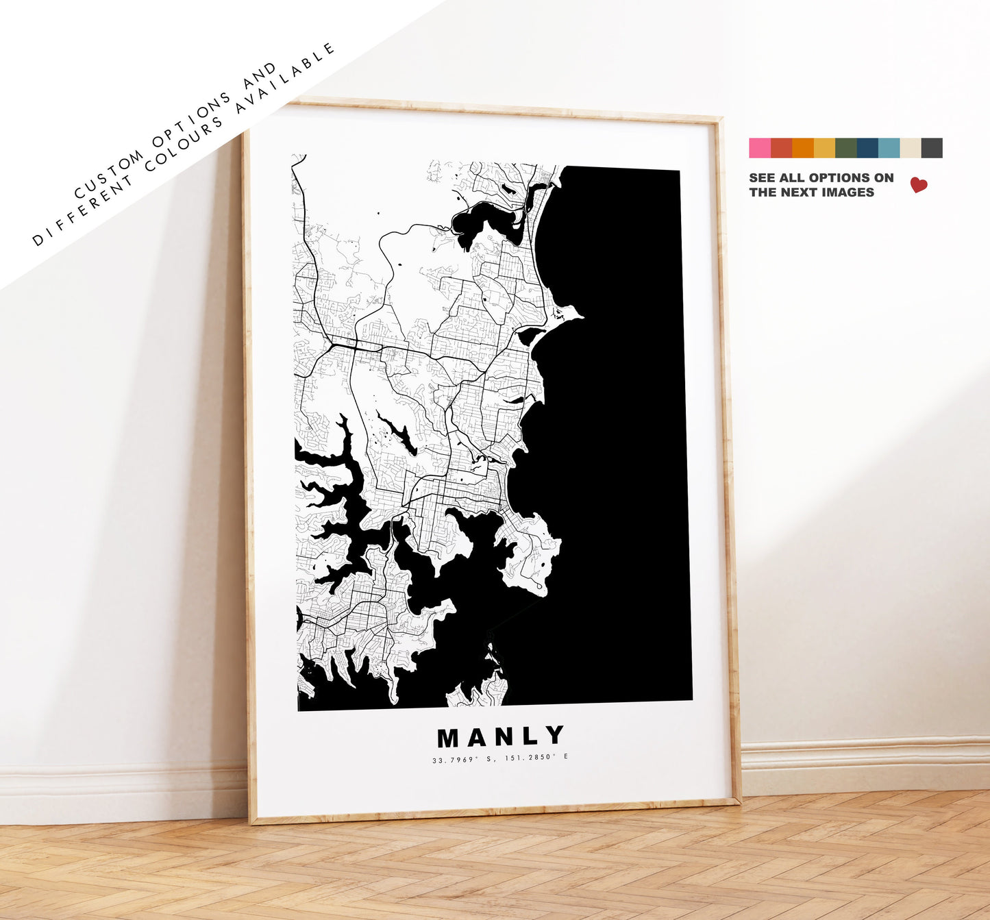 Manly Map Print - City Map Poster - Map Wall Art - Australia City Maps - Manly Print - Manly Poster - Minimalist City Map - Australia