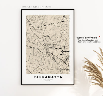 Parramatta Map Print - City Map Poster - Map Wall Art - Australia City Maps - Parramatta Print - Parramatta Poster - Minimalist City Map