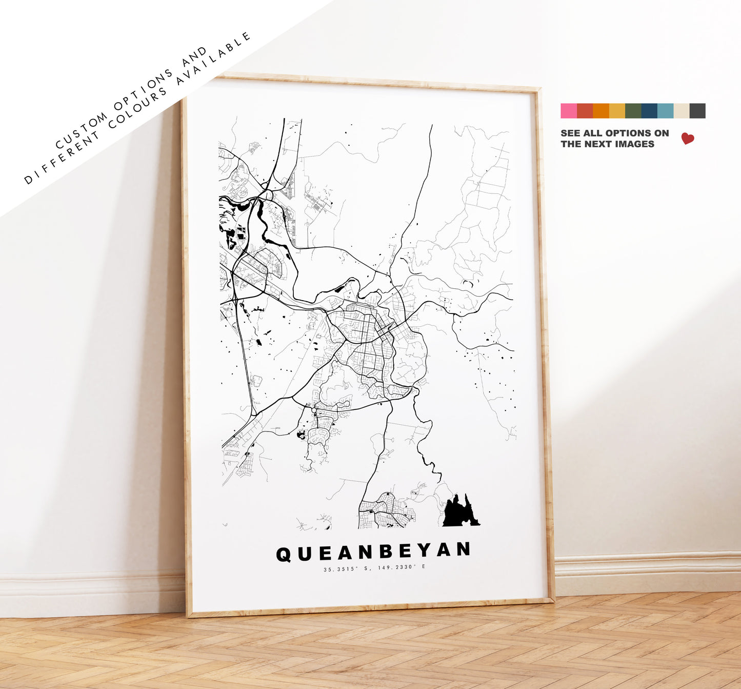 Queanbeyan Map Print - City Map Poster - Map Wall Art - Australia City Maps - Queanbeyan Print - Queanbeyan Poster - Minimalist City Map