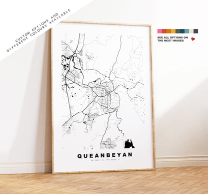 Queanbeyan Map Print - City Map Poster - Map Wall Art - Australia City Maps - Queanbeyan Print - Queanbeyan Poster - Minimalist City Map