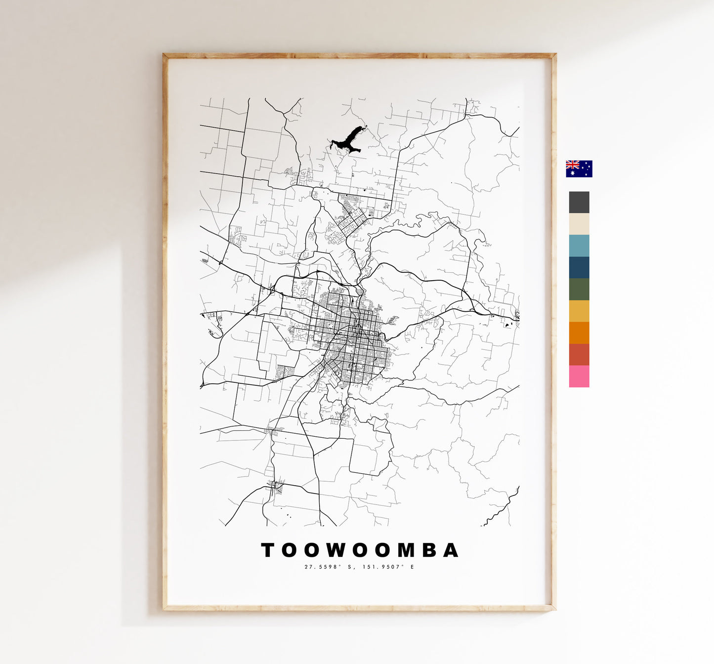 Toowoomba Map Print - City Map Poster - Map Wall Art - Australia City Maps - Toowoomba Print - Toowoomba Poster - Minimalist City Map