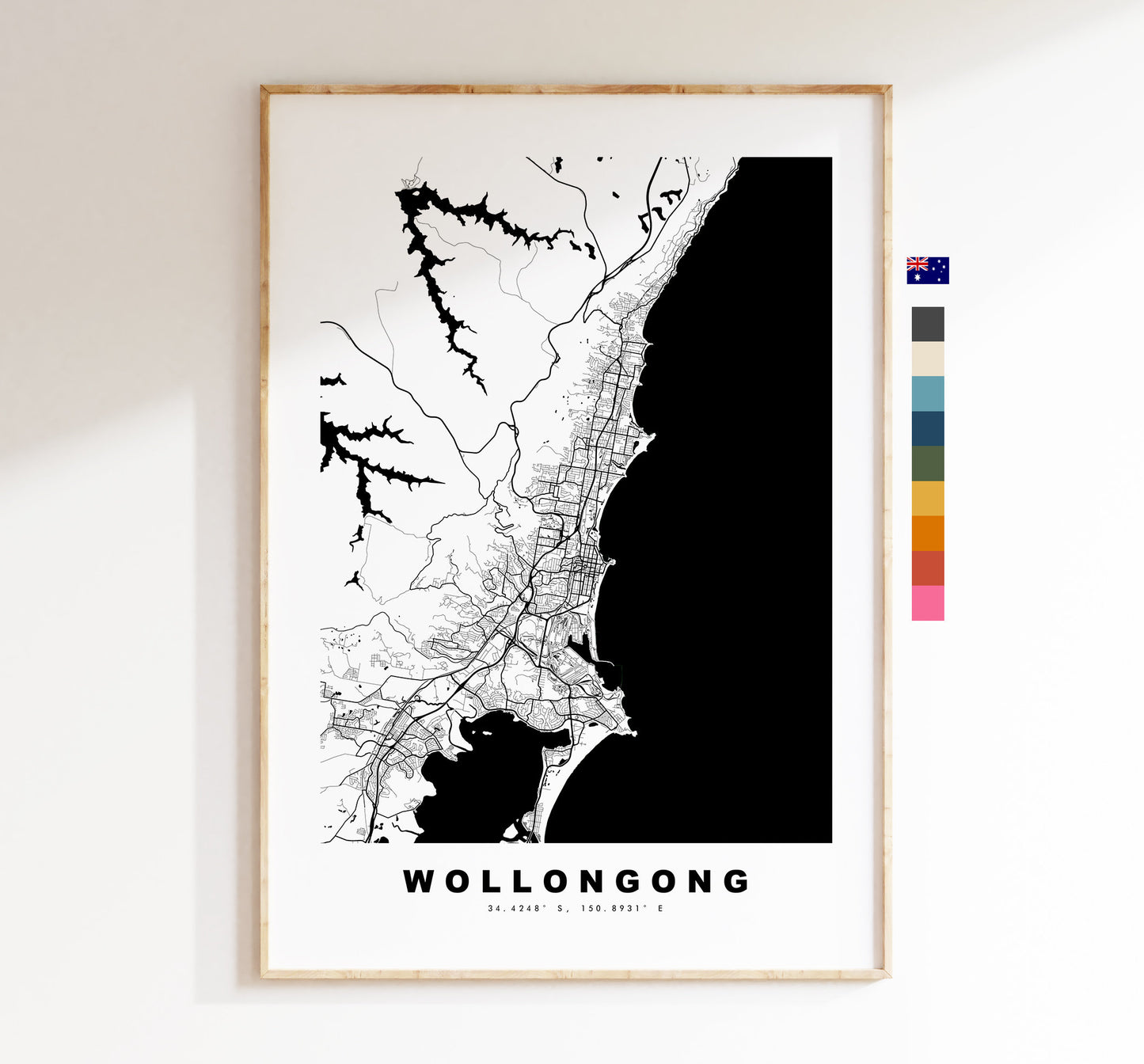 Wollongong Map Print - City Map Poster - Map Wall Art - Australia City Maps - Wollongong Print - Poster - Minimalist City Map - Australia