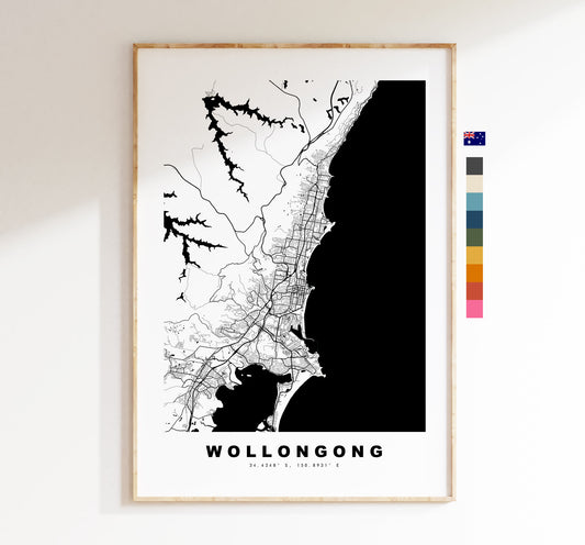 Wollongong Map Print - City Map Poster - Map Wall Art - Australia City Maps - Wollongong Print - Poster - Minimalist City Map - Australia