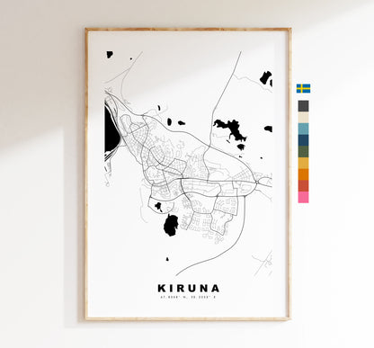 Kiruna Map Print - City Map Poster - Map Wall Art - Sweden City Maps - Kiruna Print - Kiruna Poster - Minimalist City Map - Sweden