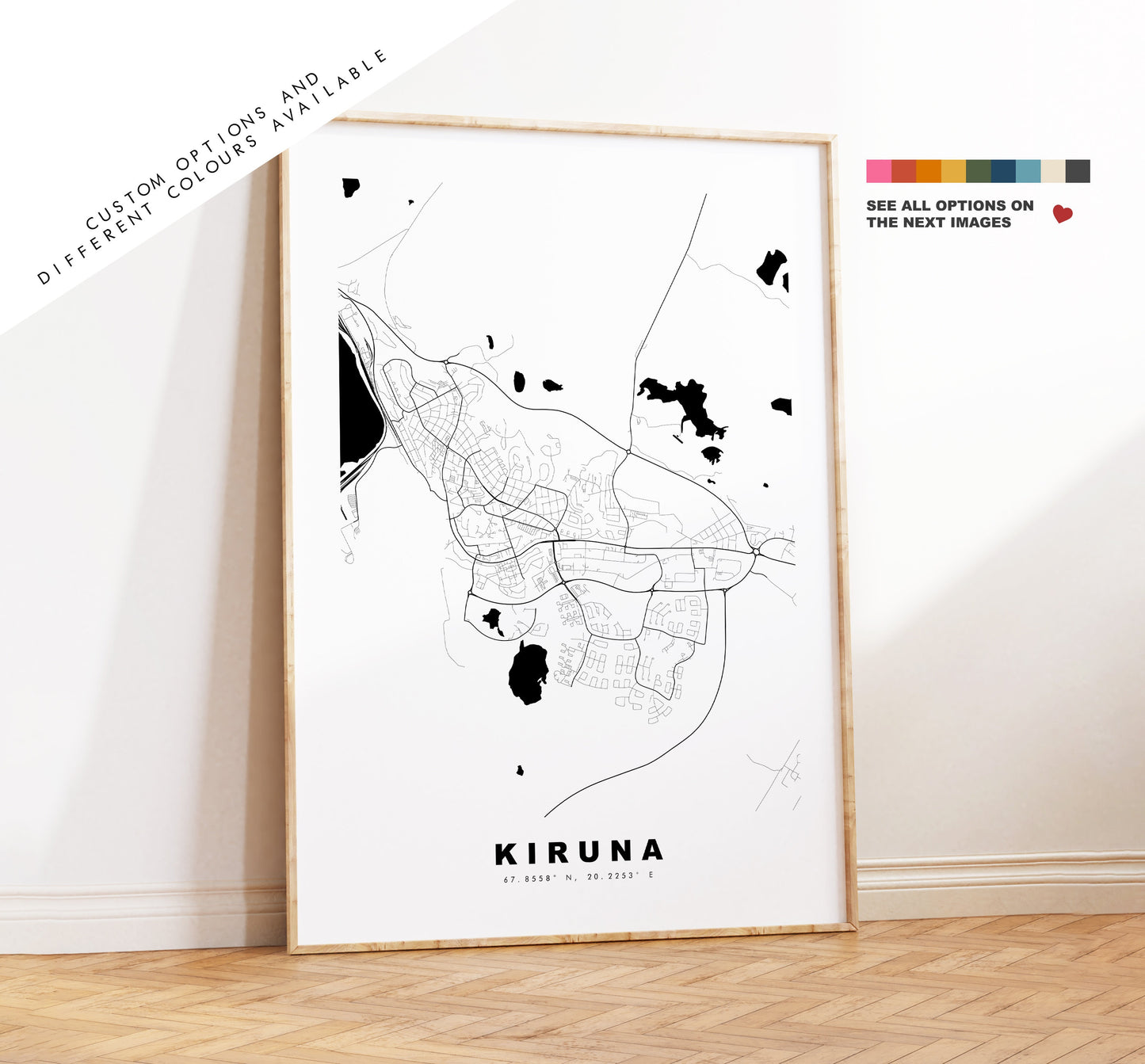 Kiruna Map Print - City Map Poster - Map Wall Art - Sweden City Maps - Kiruna Print - Kiruna Poster - Minimalist City Map - Sweden