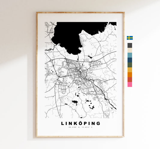 Linkoping Map Print - City Map Poster - Map Wall Art - Sweden City Maps - Linköping Print - Linköping Poster - Minimalist City Map - Sweden