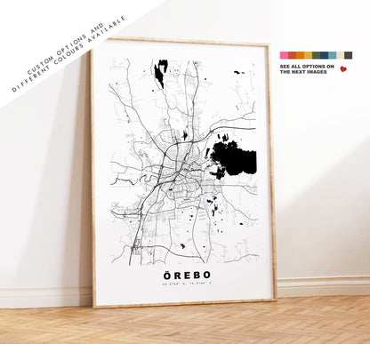 Orebo Map Print - City Map Poster - Map Wall Art - Sweden City Maps - Örebro Print - Örebro Poster - Minimalist City Map - Sweden