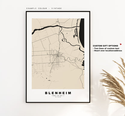 Blenheim Map Print - City Map Poster - Map Wall Art - New Zealand City Maps - Blenheim Print - Blenheim Poster - Minimalist City Map