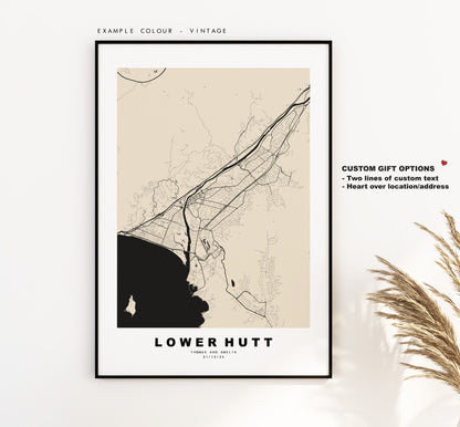 Lower Hutt Map Print - City Map Poster - Map Wall Art - New Zealand City Maps - Lower Hutt Print - Lower Hutt Poster - Minimalist City Map