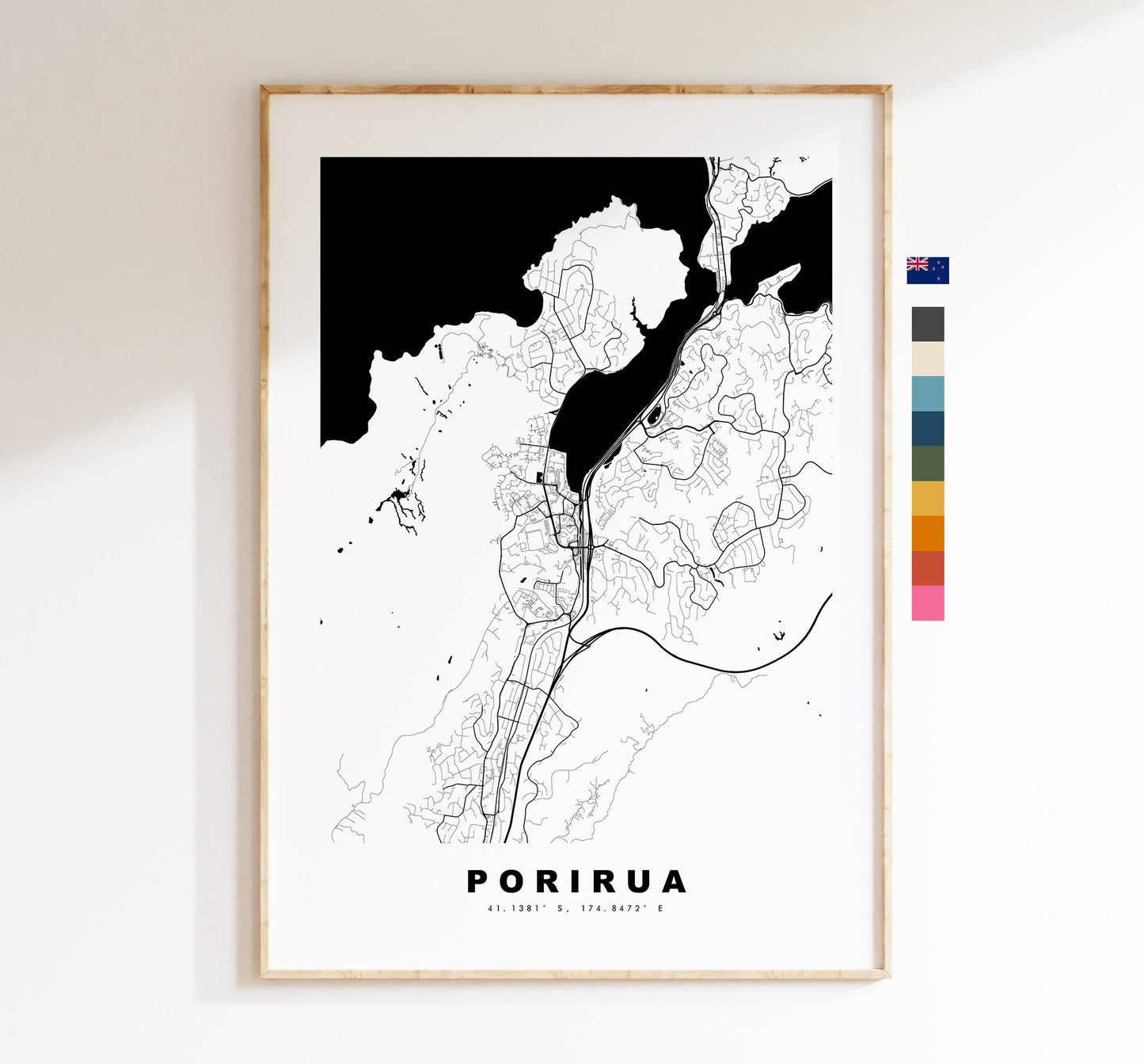 Porirua Map Print - City Map Poster - Map Wall Art - New Zealand City Maps - Porirua Print - Porirua Poster - Minimalist City Map