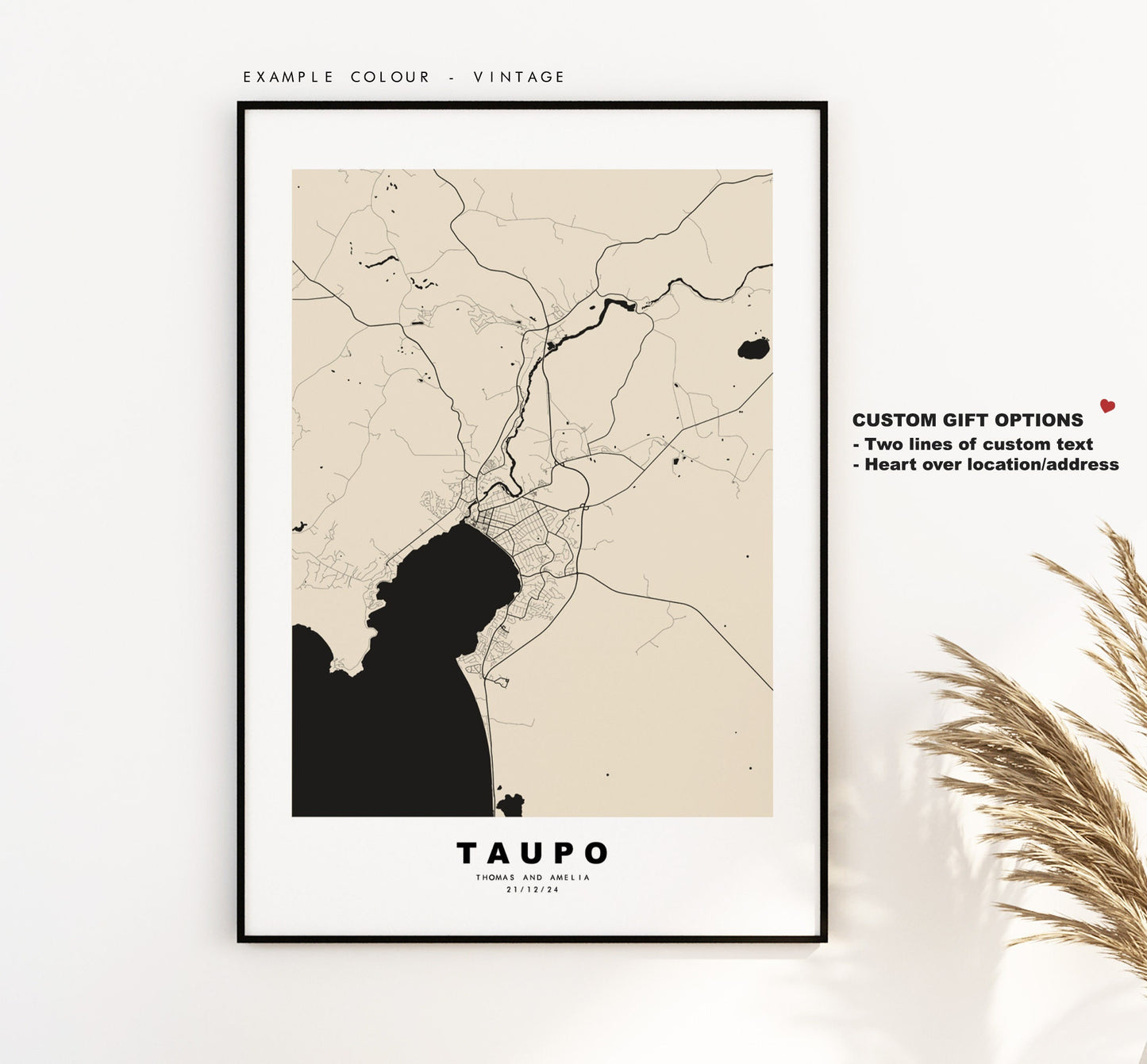 Taupo Map Print - City Map Poster - Map Wall Art - New Zealand City Maps - Taupo Print - Taupo Poster - Minimalist City Map