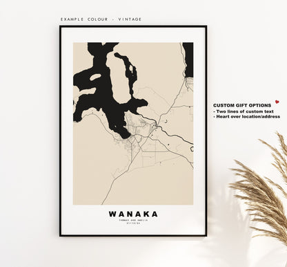 Wanaka Map Print - City Map Poster - Map Wall Art - New Zealand City Maps - Wanaka Print - Wanaka Poster - Minimalist City Map