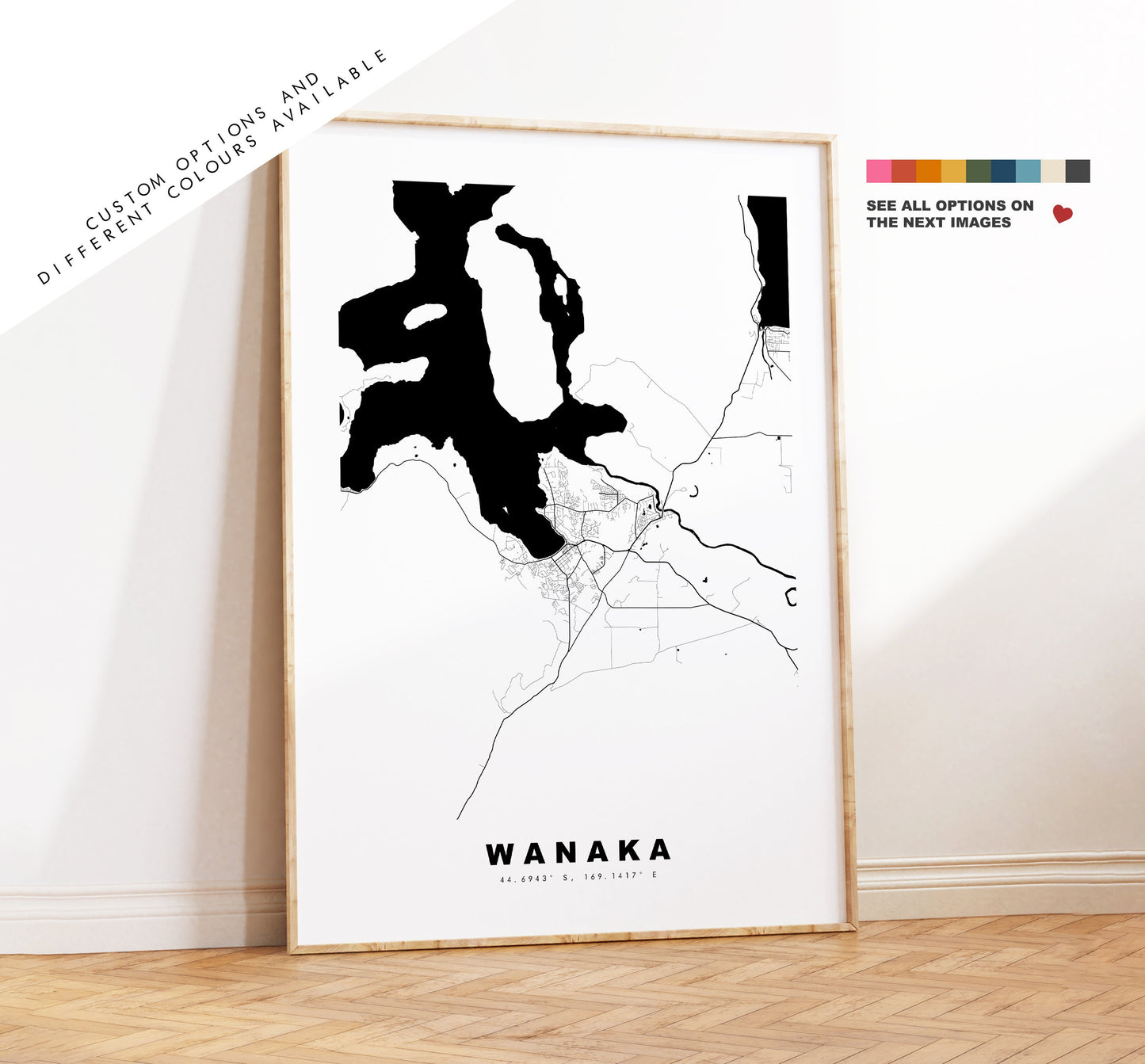 Wanaka Map Print - City Map Poster - Map Wall Art - New Zealand City Maps - Wanaka Print - Wanaka Poster - Minimalist City Map