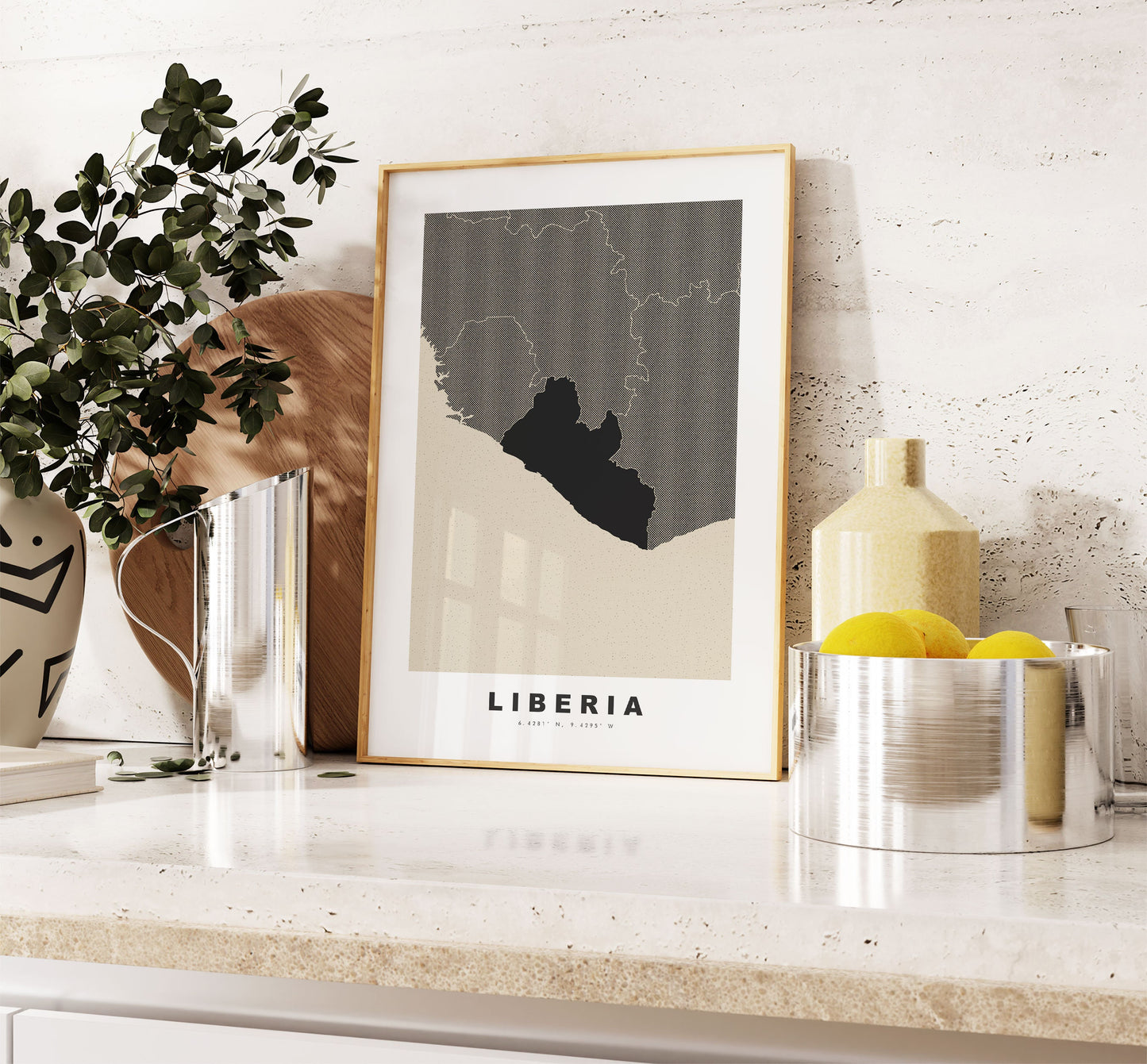 Liberia Map Print - Personalised Map Gift - Framed or Canvas Options Available - Custom Text Options - Personalised Gift - Africa