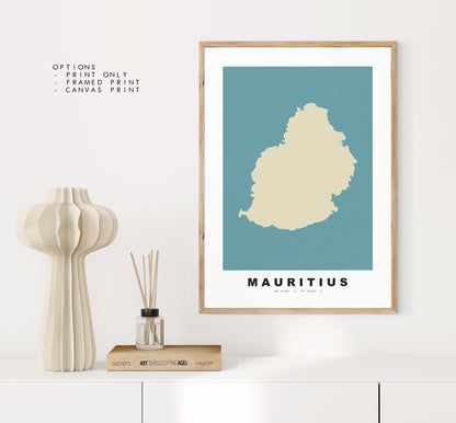 Mauritius Map Print - Personalised Map Gift - Framed or Canvas Options Available - Custom Text Options - Personalised Gift - Caribbean