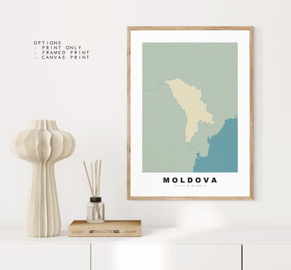 Moldova Map Print - Personalised Map Gift - Framed or Canvas Options Available - Custom Text Options - Personalised Gift - Europe