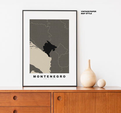 Montenegro Map Print - Personalised Map Gift - Framed or Canvas Options Available - Custom Text Options - Personalised Gift - Europe