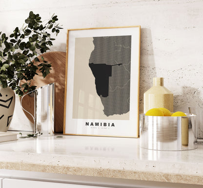 Namibia Map Print - Personalised Map Gift - Framed or Canvas Options Available - Custom Text Options - Personalised Gift - Africa