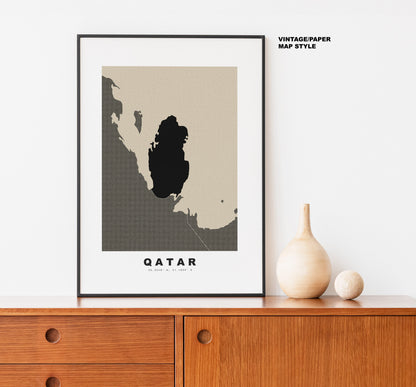Qatar Map Print - Personalised Map Gift - Framed or Canvas Options Available - Custom Text Options - Personalised Gift - Middle East