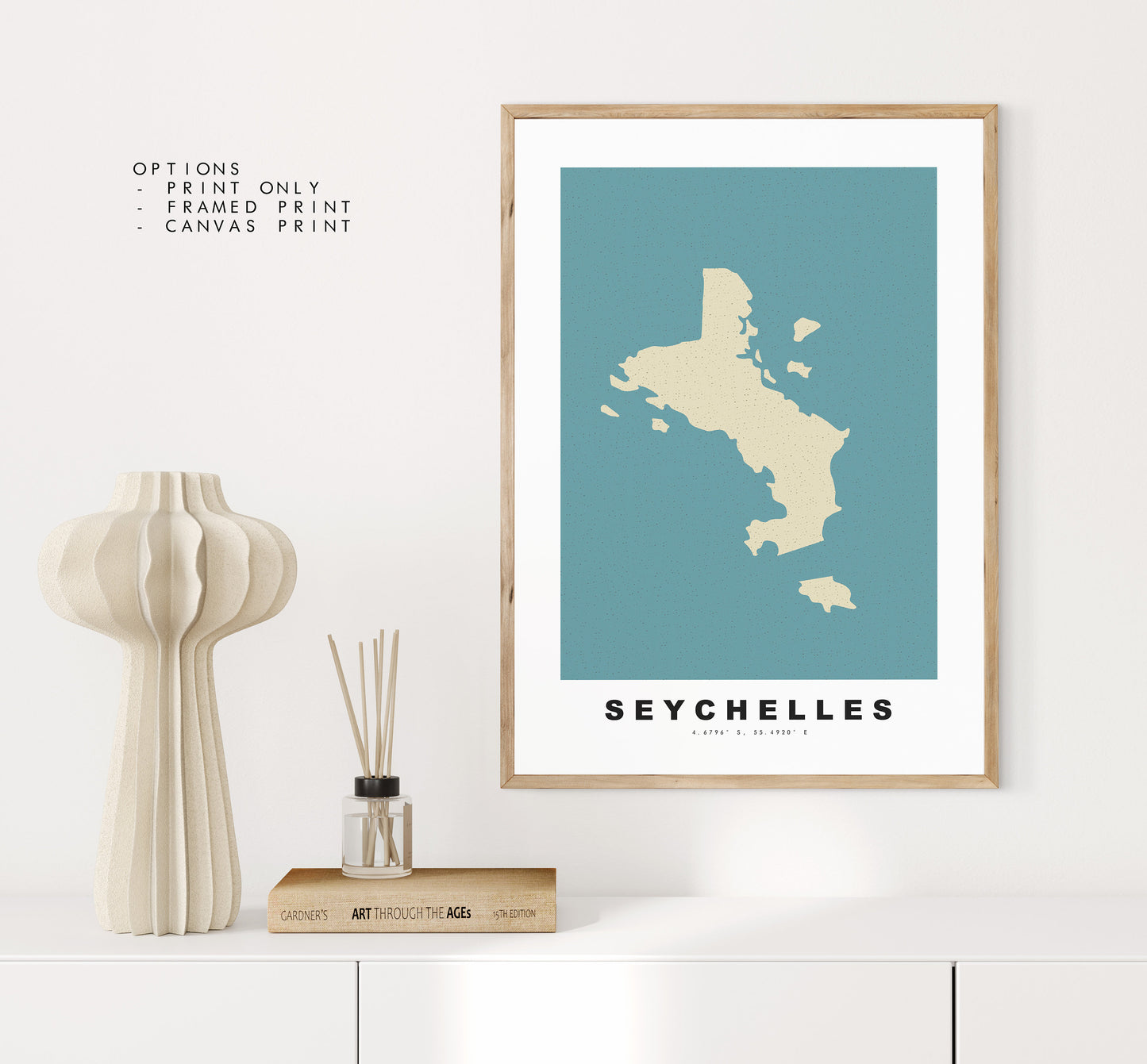 Seychelles Map Print - Personalised Map Gift - Framed or Canvas Options Available - Custom Text Options - Personalised Gift - Africa