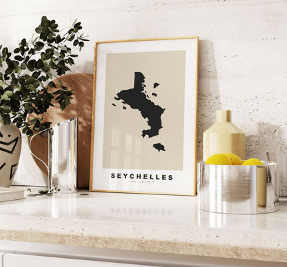 Seychelles Map Print - Personalised Map Gift - Framed or Canvas Options Available - Custom Text Options - Personalised Gift - Africa