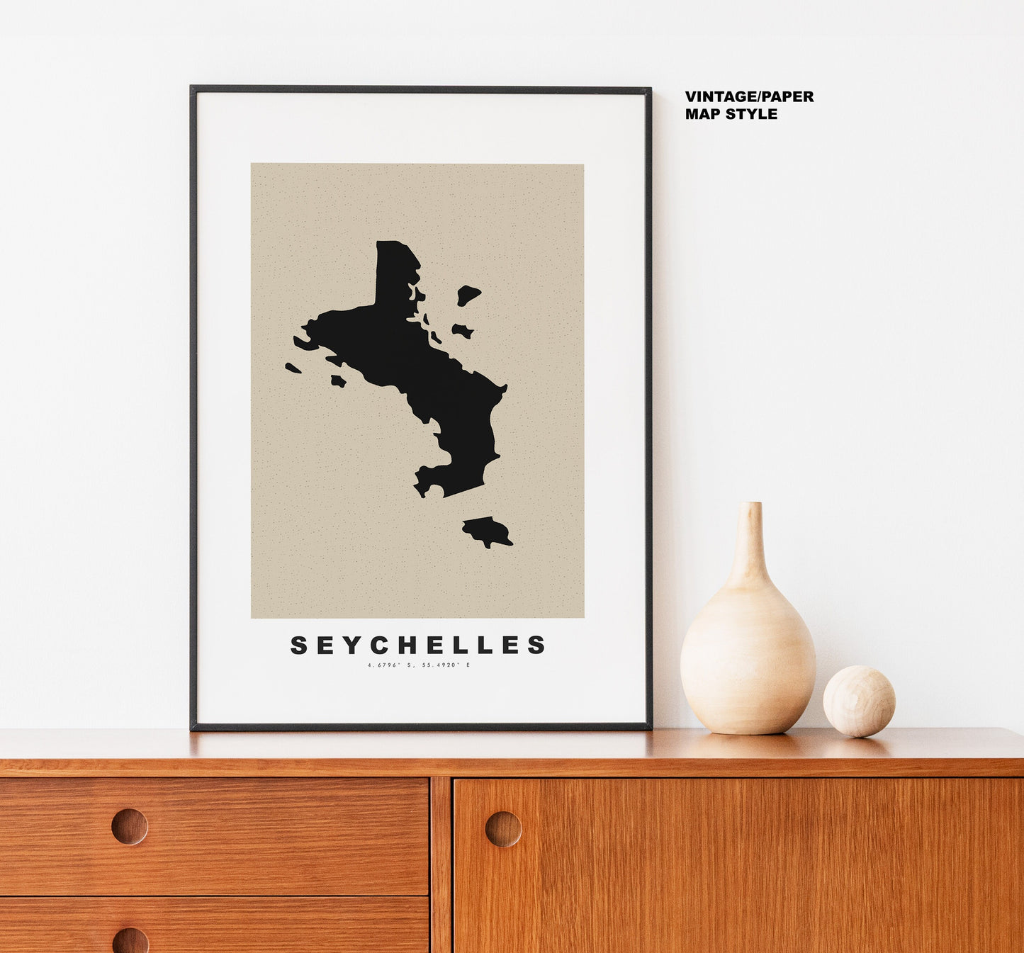 Seychelles Map Print - Personalised Map Gift - Framed or Canvas Options Available - Custom Text Options - Personalised Gift - Africa