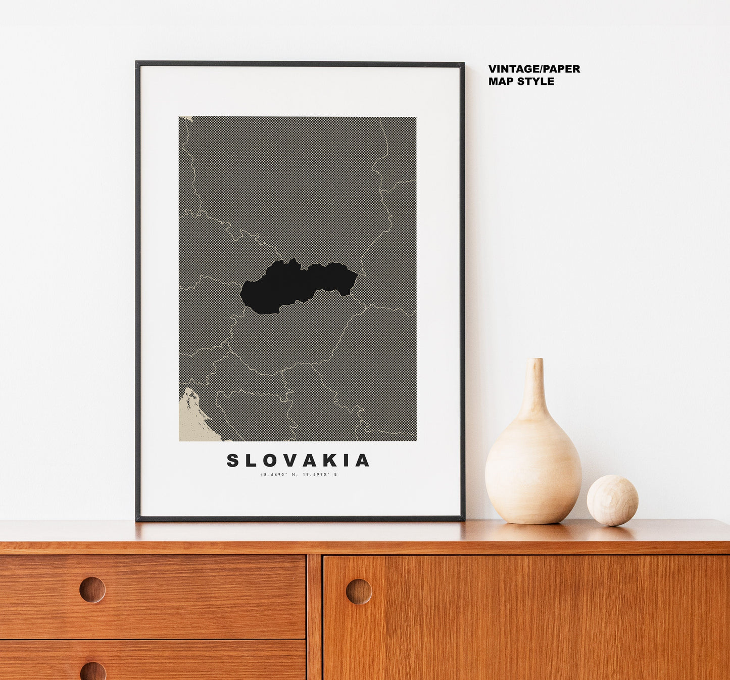 Slovakia Map Print - Personalised Map Gift - Framed or Canvas Options Available - Custom Text Options - Personalised Gift - Europe