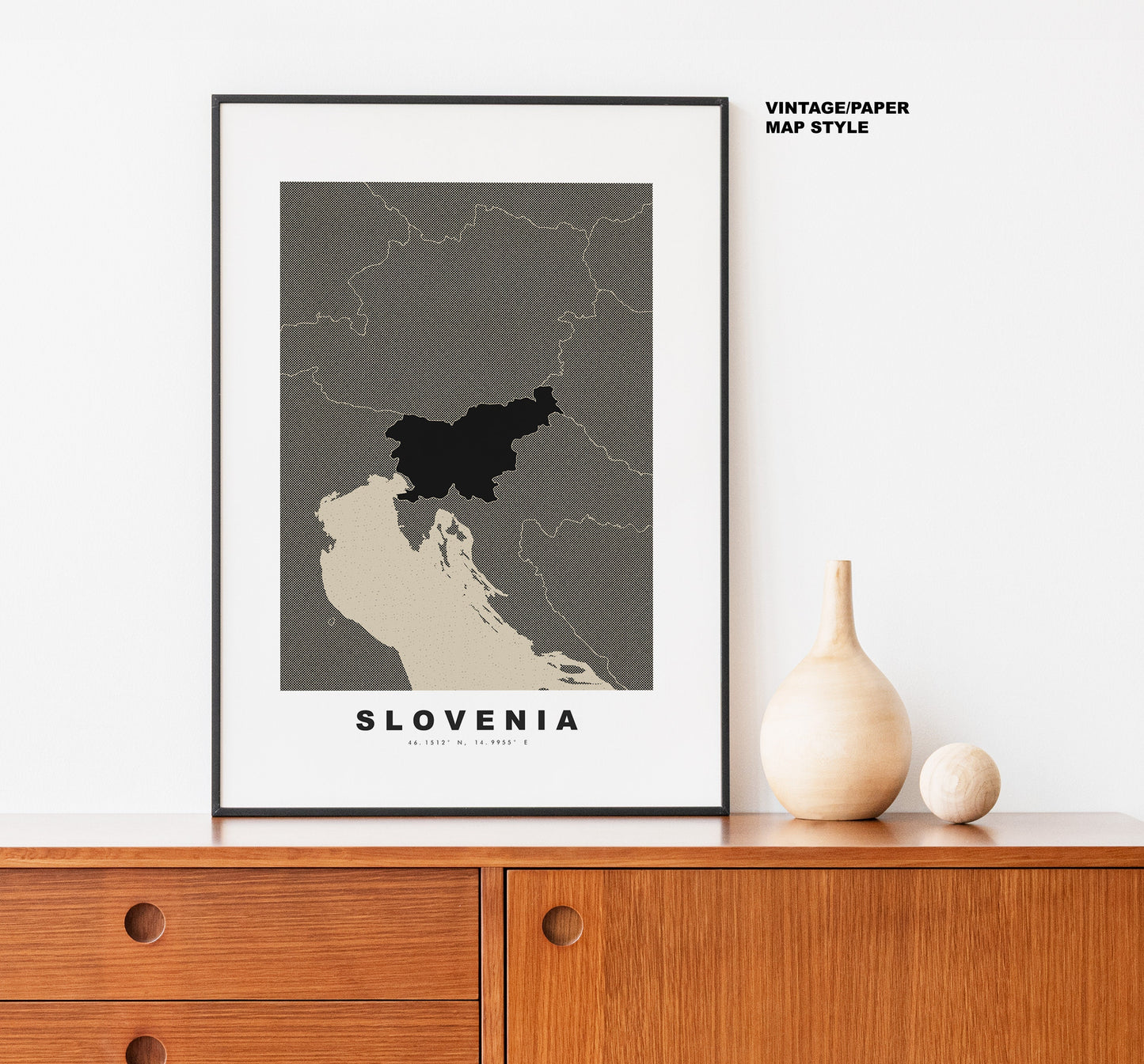 Slovenia Map Print - Personalised Map Gift - Framed or Canvas Options Available - Custom Text Options - Personalised Gift - Europe